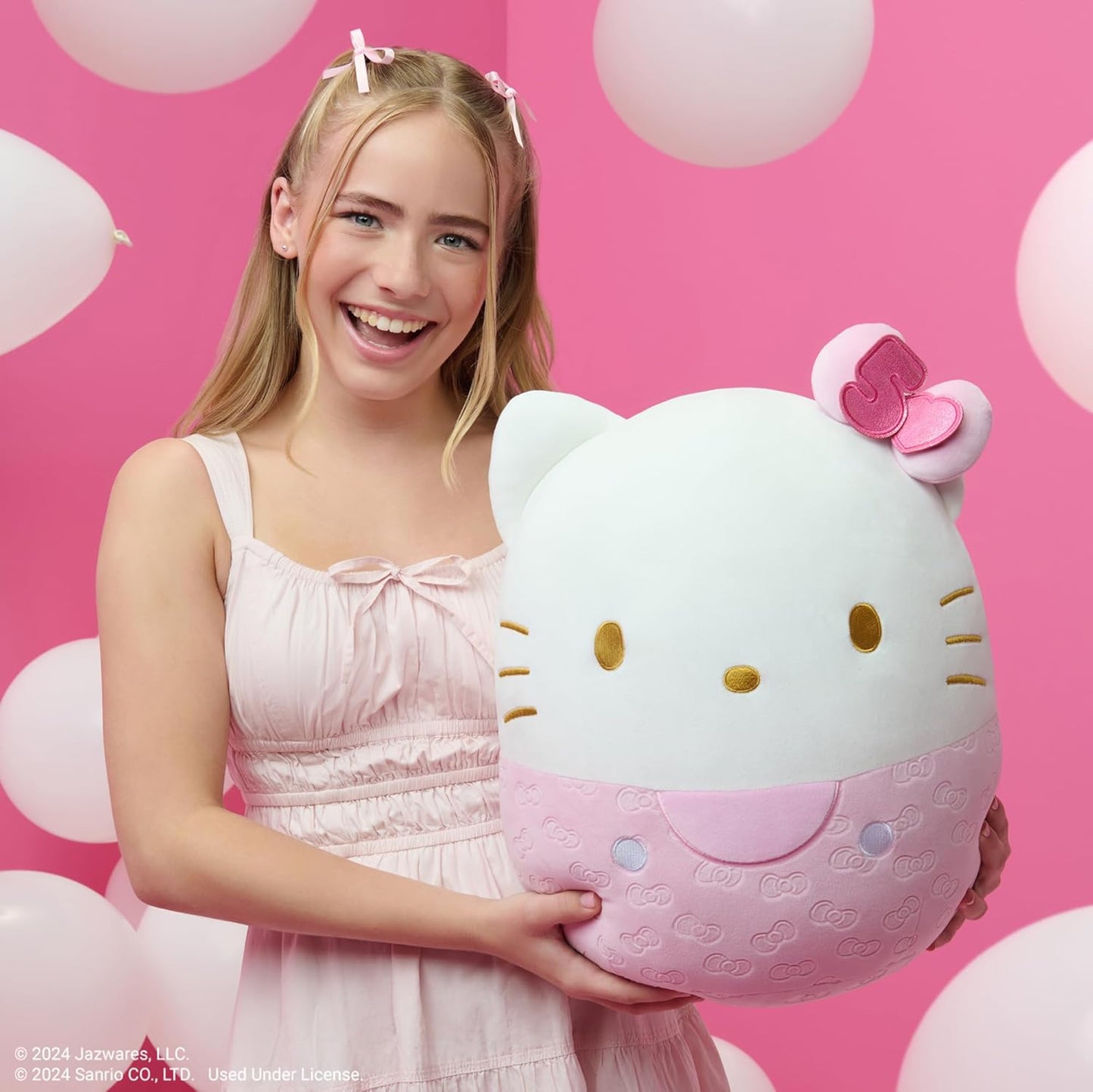 Squishmallows Hello Kitty and Friends 50. Jubiläum, rosa geprägtes Hello Kitty
