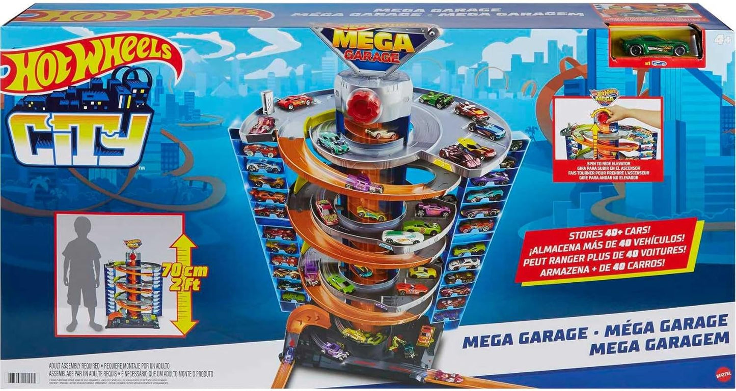 Hot Wheels City Mega Garage Spielset mit Korkenzieheraufzug und Auto
