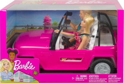Barbie Beach Cruiser-Auto mit Barbie- und Ken-Puppen, 2-Sitzer-Cabriolet, ab 3 Jahren