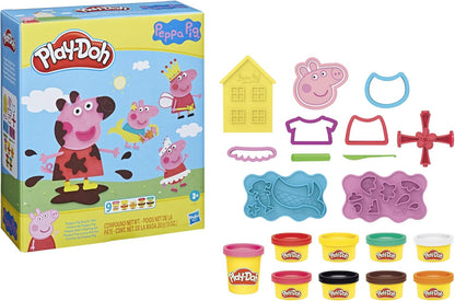 Play-Doh Peppa Pig Stylin' Set Peppa Pig Playset avec 9 canettes et 11 outils, jouet d'art et d'artisanat pour enfants à partir de 3 ans