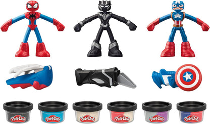 Play-Doh Marvel Hero Adventure Playset Capitan America, Pantera Nera e Spider-Man per bambini dai 4 anni in su