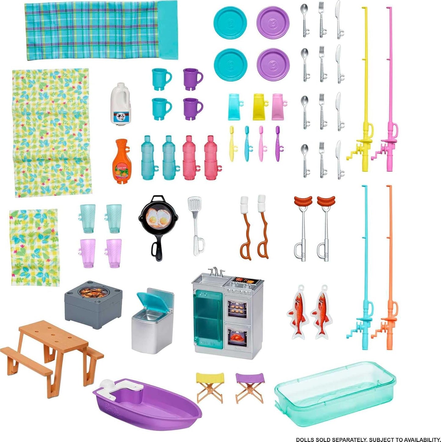 Barbie DreamCamper 3 in 1 + Barbie “It Takes Two” Malibu Camping Playset Bundle Set regalo Avventura all'aria aperta, dai 3 anni in su