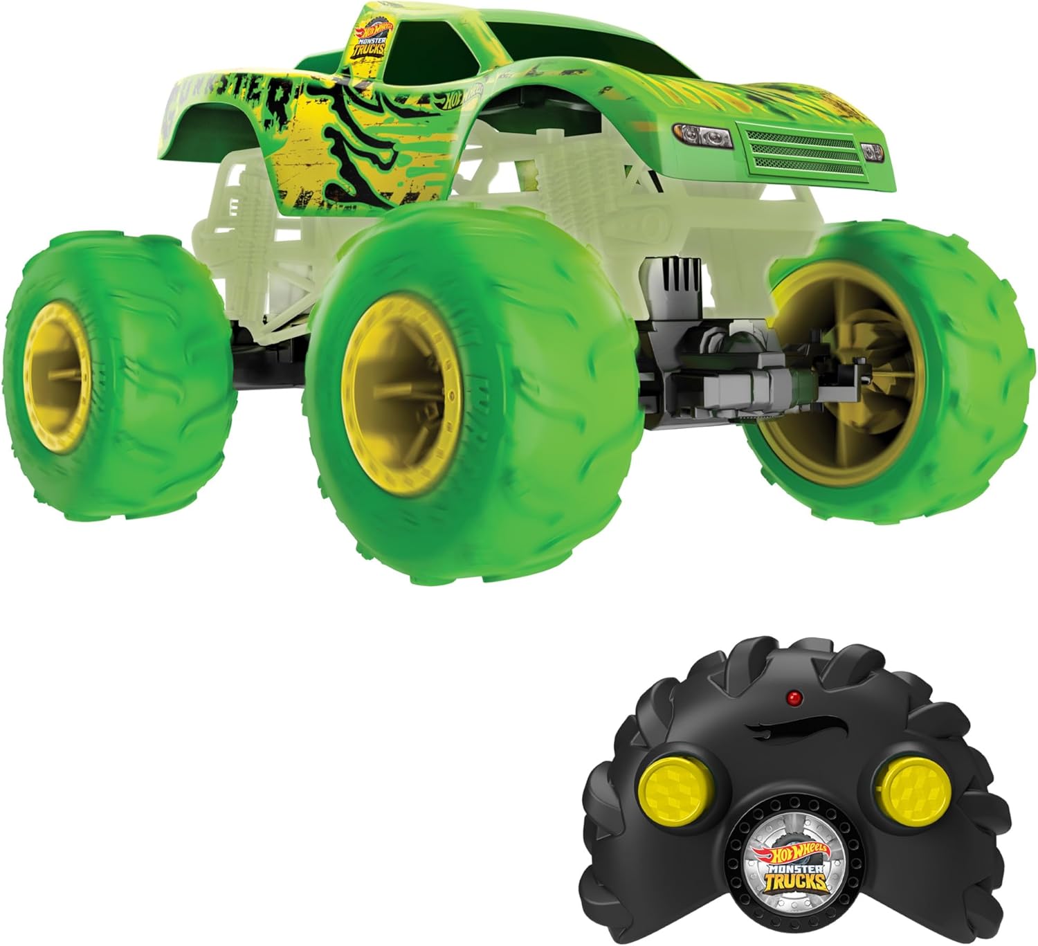 Hot Wheels Monster Trucks Gunkster RC Truck, leuchtet im Dunkeln