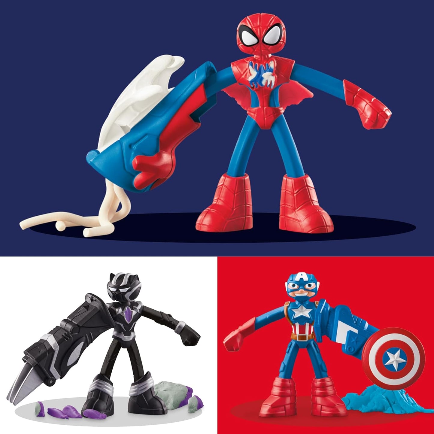 Play-Doh Marvel Hero Adventure Playset Capitan America, Pantera Nera e Spider-Man per bambini dai 4 anni in su