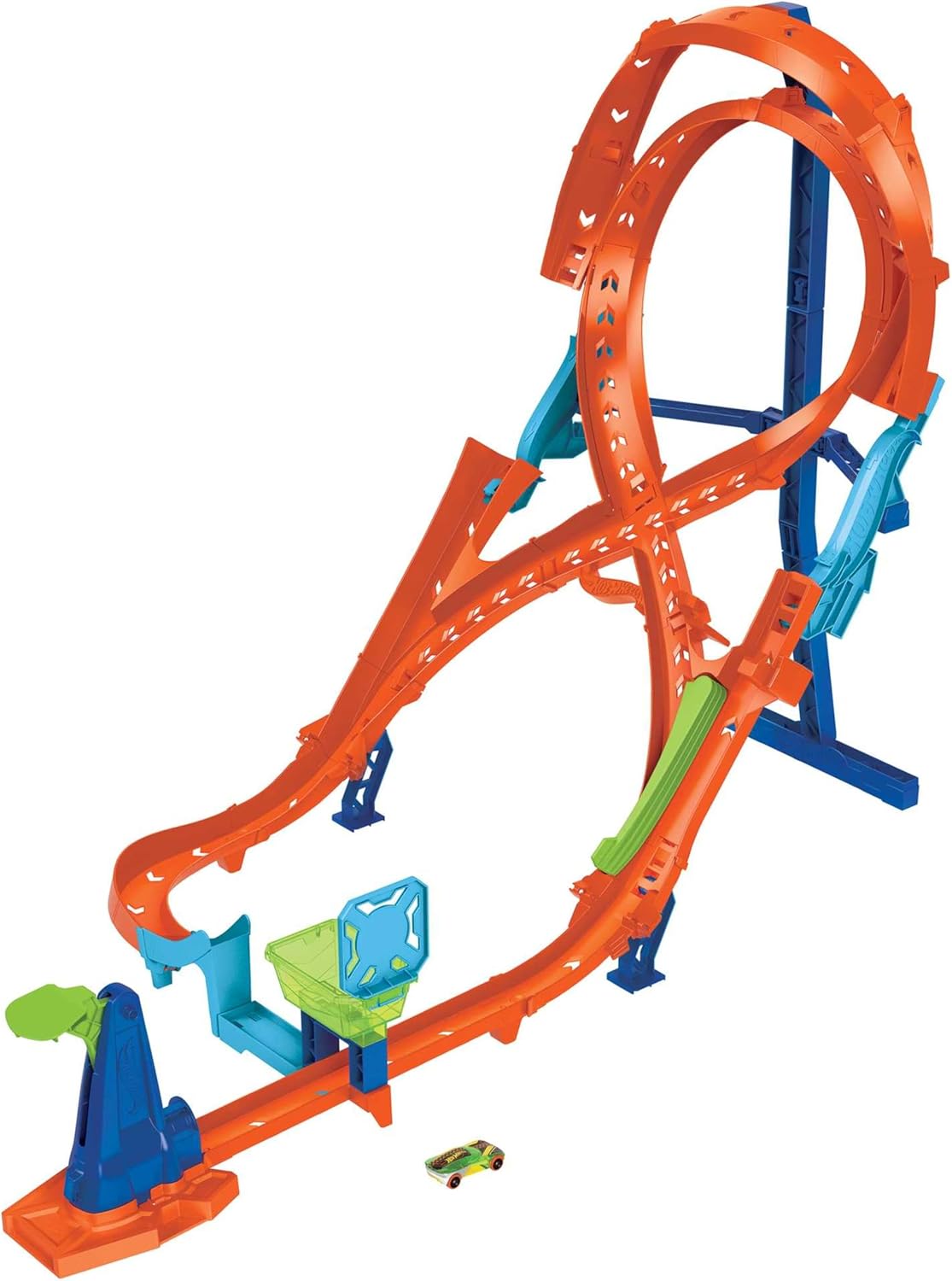 Set di piste d'azione per corse acrobatiche Hot Wheels Vertical-8 con auto