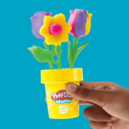 Play-Doh Blumenspielzeug „Tulpen und Narzissen“ mit Blumenduft, Modelliermasse für Kinder, Kunst- und Bastelset für Kinder ab 3 Jahren