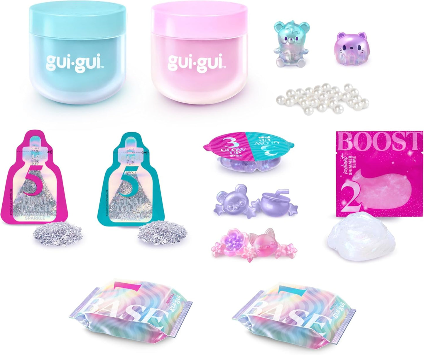 Gui Gui Scented Shimmer Deluxe Duo Pack, 2 schillernde Schleime, 5-stufige DIY-Anpassung, wiederverwendbarer Behälter, ASMR-Erlebnis