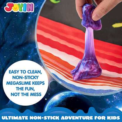 JOYIN Galaxy Slime Party Favors, paquet de 24 boules de slime extensibles, jouets sensoriels non collants, sans dégâts et sûrs pour enfants, fournitures de fête parfaites et récompenses en classe