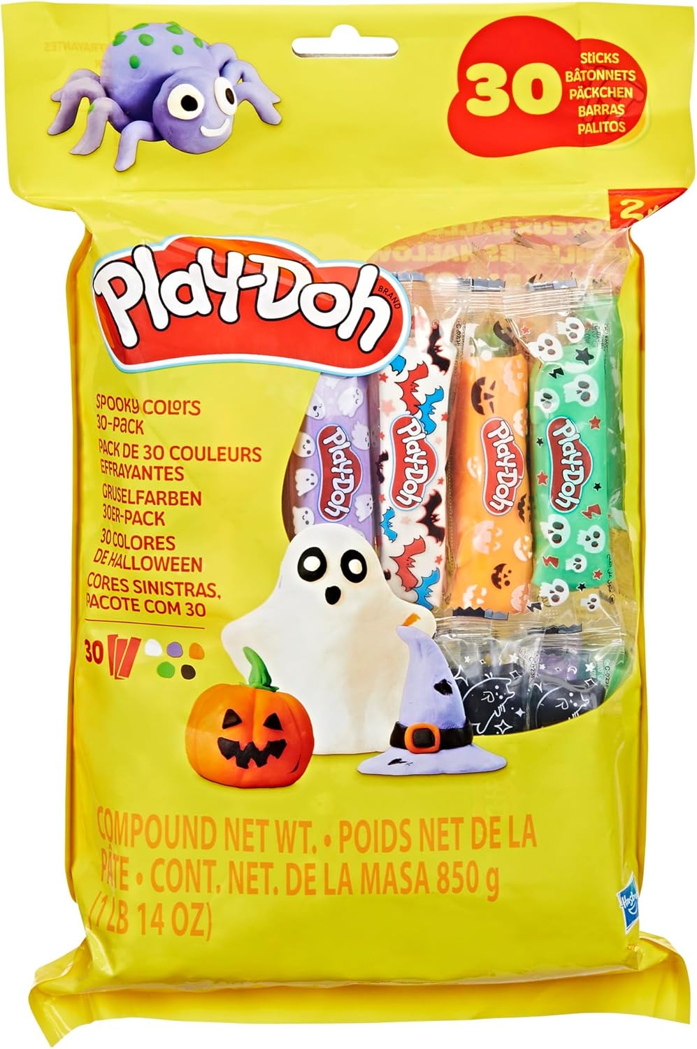 Play-Doh 30er-Pack gruselige Farben, einzeln verpackte 28-g-Sticks für Halloween, Süßes oder Saures
