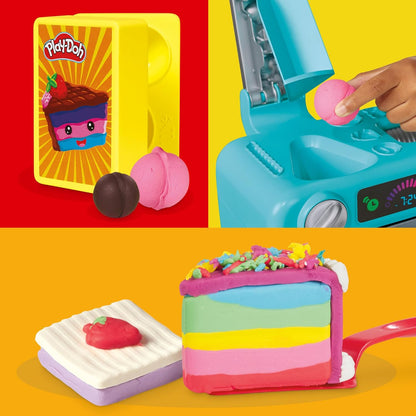 Play-Doh Super Slice Cake Spielset, Spielzeugofen, Küchenzubehör und 11 Modelliermasse-Dosen ab 3 Jahren