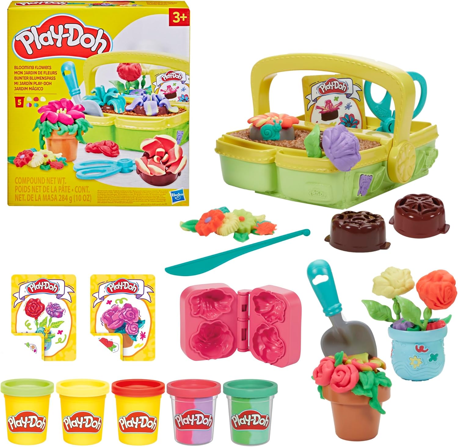 Play-Doh Blooming Flower Garden Spielset, von der Natur inspiriertes Kunst- und Bastelspielzeug für Kinder ab 3 Jahren