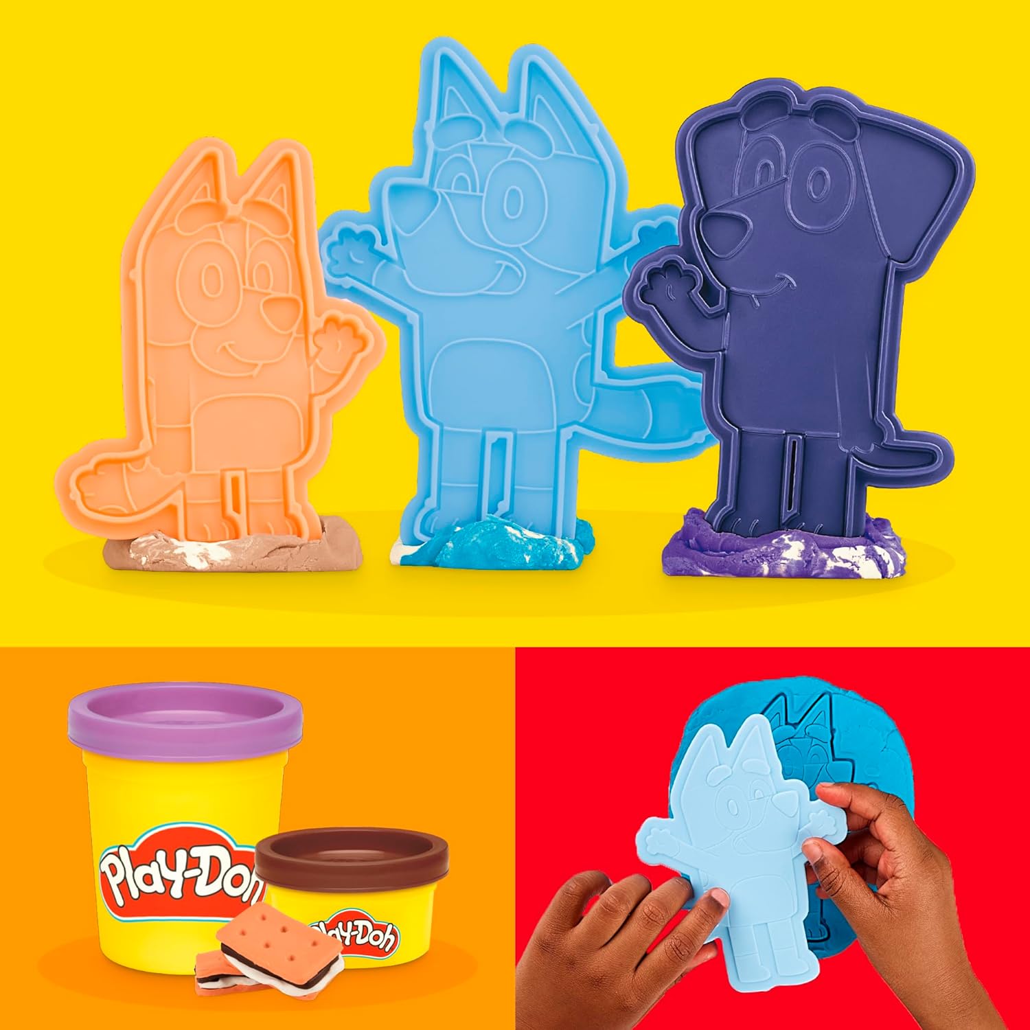 Play-Doh Bluey Goes Camping-Spielset, Lagerfeuer-Abenteuer mit Bluey, Bingo und Jean-Luc, Kunst- und Bastelspielzeug für Kinder ab 3 Jahren