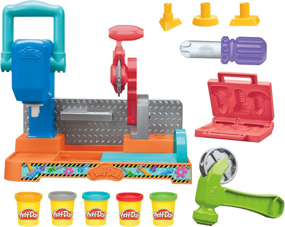 Play-Doh Stempel- und Sägewerkzeugbank, Spielset, Bauwerkstatt für Kinder ab 3 Jahren