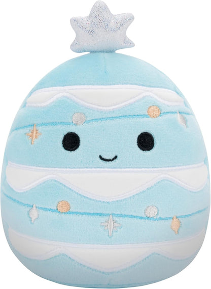 Squishmallows Weihnachten 4er-Pack – heiße Ethel-Schokolade, Floyd-Pommes Frites, Keiko Blue Christmas Tree, Ricardo-Pfefferminz-Fledermaus