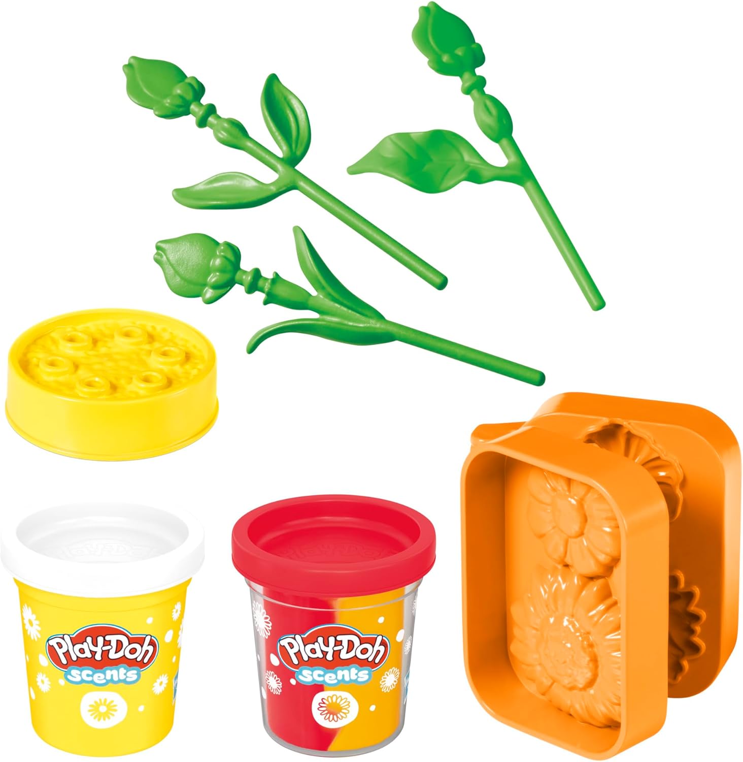 Play-Doh-Blumenspielzeug „Sonnenblumen und Gänseblümchen“ mit Blumenduft, Modelliermasse für Kinder, Kunst- und Bastelset für Kinder ab 3 Jahren