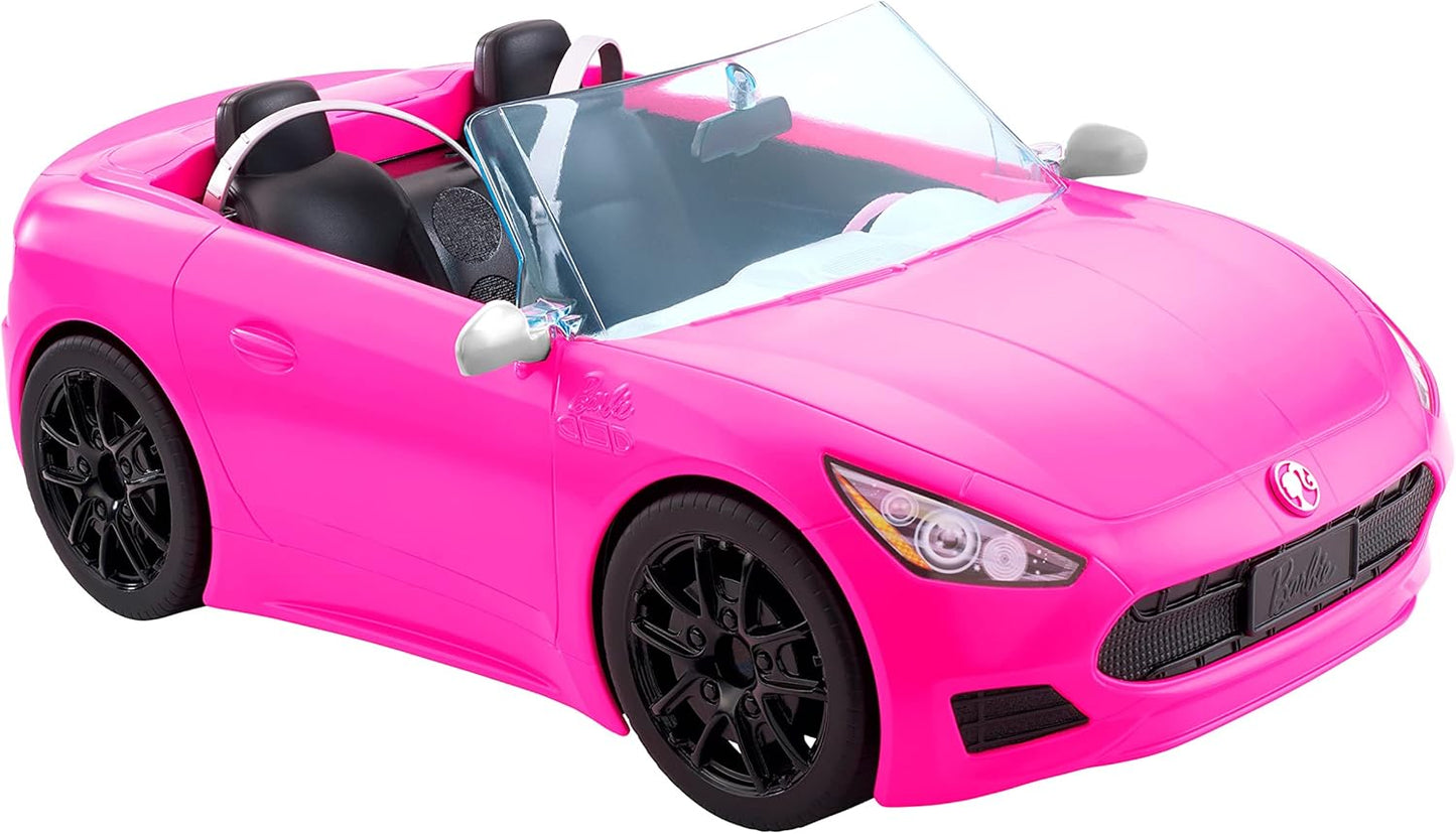 Barbie Cabriolet 2 places Voiture rose avec roues roulantes 3 à 7 ans