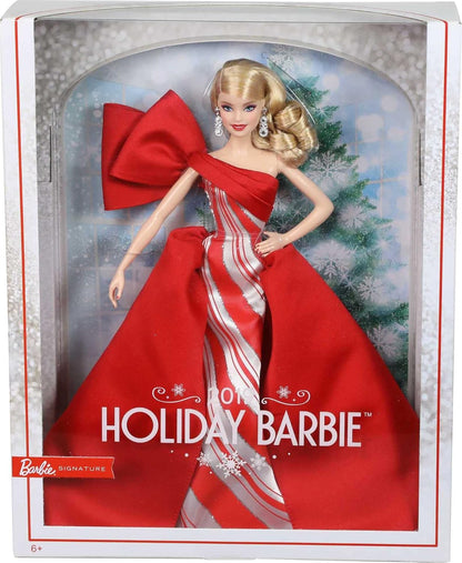 Barbie Signature – Barbie-Puppe für die Feiertage 2019 in atemberaubendem rot-weißem Kleid mit festlichem Feiertagsdruck und silbernen Glitzerdetails