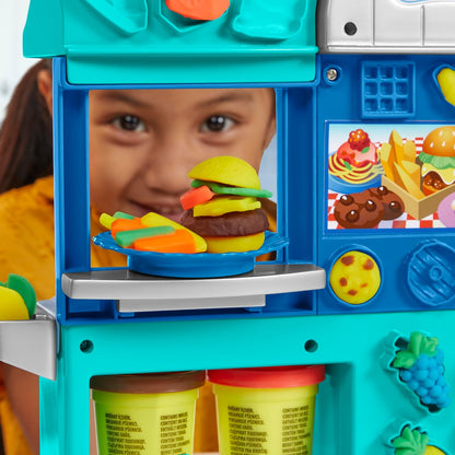 Play-Doh Kitchen Creations Busy Chef’s Restaurant-Spielset, zweiseitiges Küchen-Kochspielzeug für Kinder ab 3 Jahren
