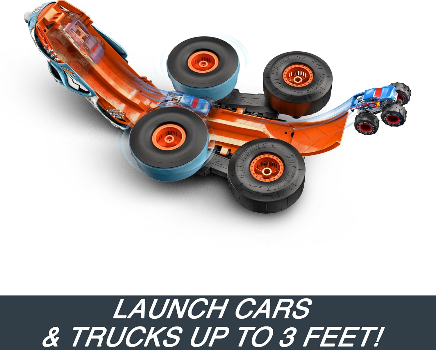 Hot Wheels Monster Trucks Véhicule RC Rhinomite convertible avec Race Ace