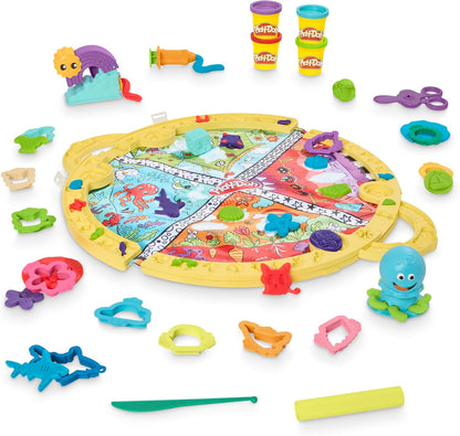 Play-Doh Fold & Go Spielmatten-Starterset Tragbares Kunst- und Bastelset für Kinder ab 3 Jahren