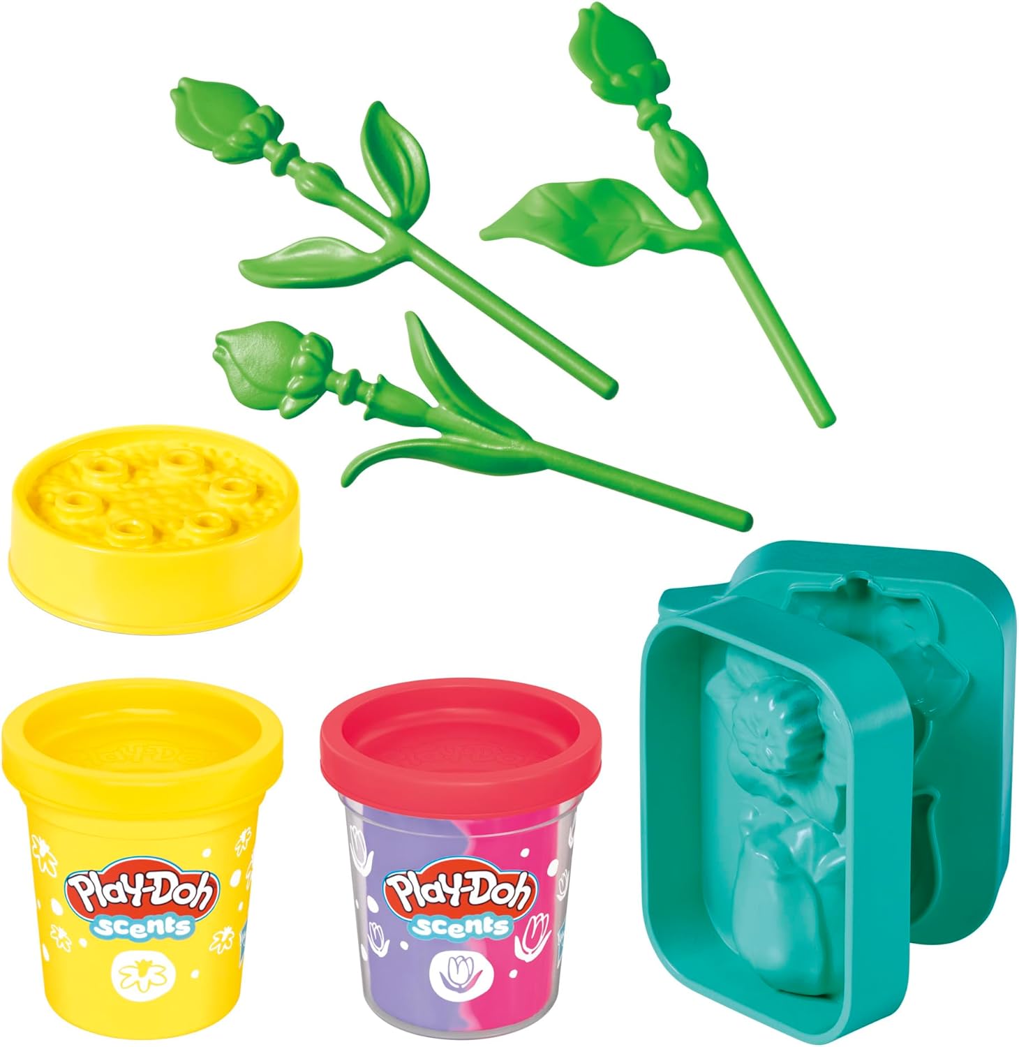 Play-Doh Blumenspielzeug „Tulpen und Narzissen“ mit Blumenduft, Modelliermasse für Kinder, Kunst- und Bastelset für Kinder ab 3 Jahren