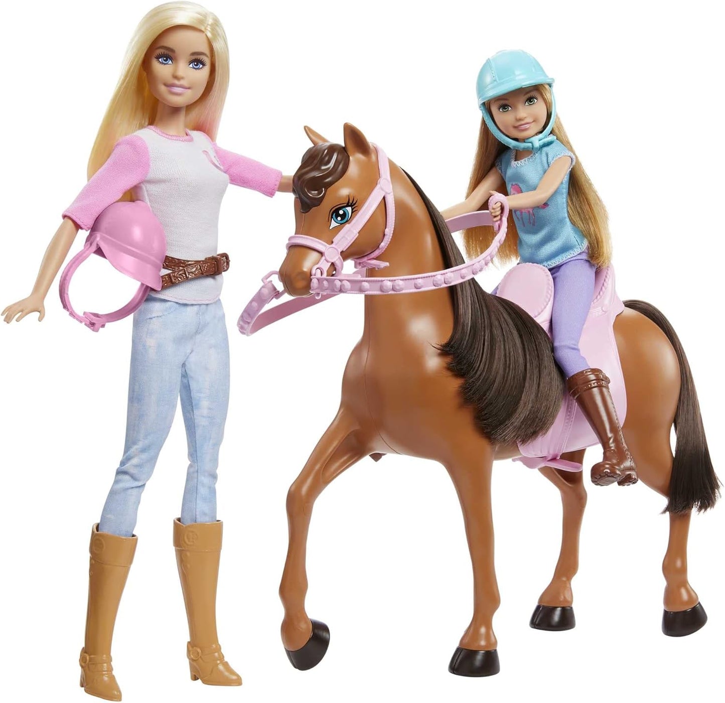 Barbie Stacie Sisters on Horse Spielset 2 Puppen mit Pferd und Sattel ab 3 Jahren