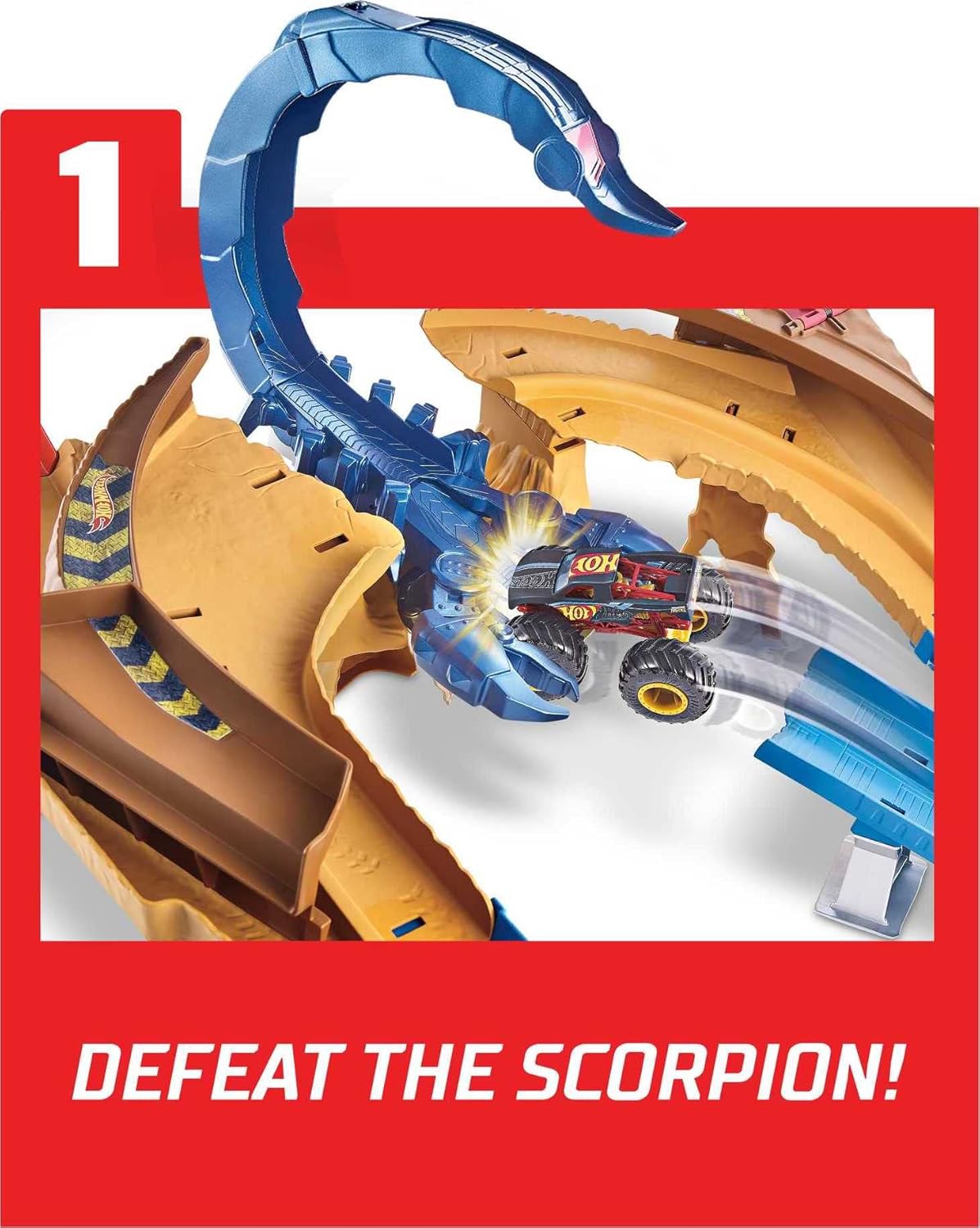 Hot Wheels Monster Trucks Scorpion Sting Rennbahn-Set mit Truck und Auto