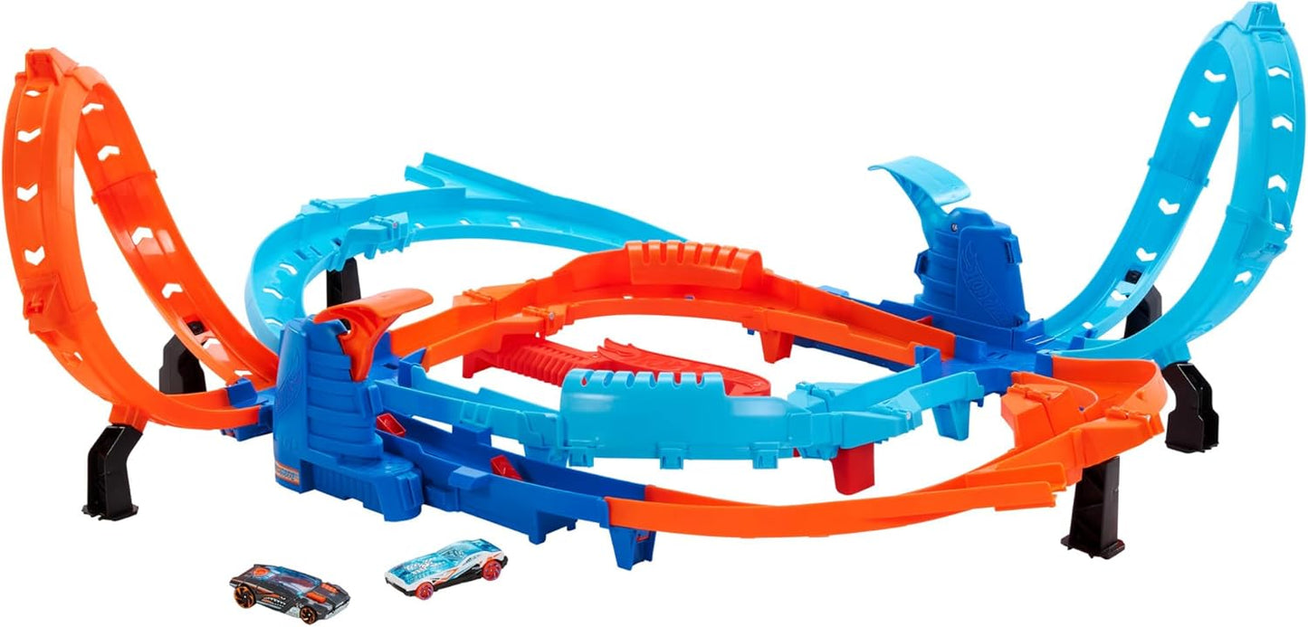 Hot Wheels Ultra Hots Rapid Competition Set di piste di partenza con 2 auto
