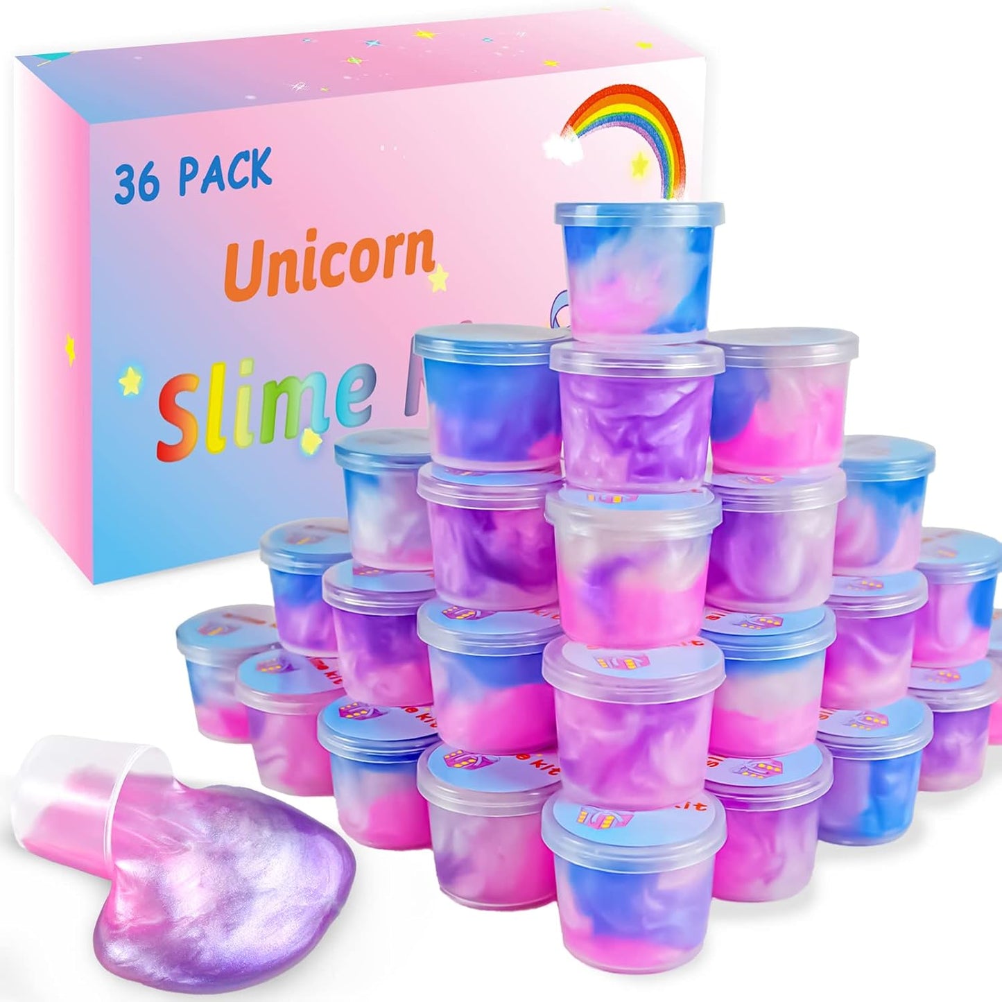 36er-Pack Einhorn-Galaxie-Schleim-Set, Partygeschenke und Geschenktütenfüller für Jungen und Mädchen