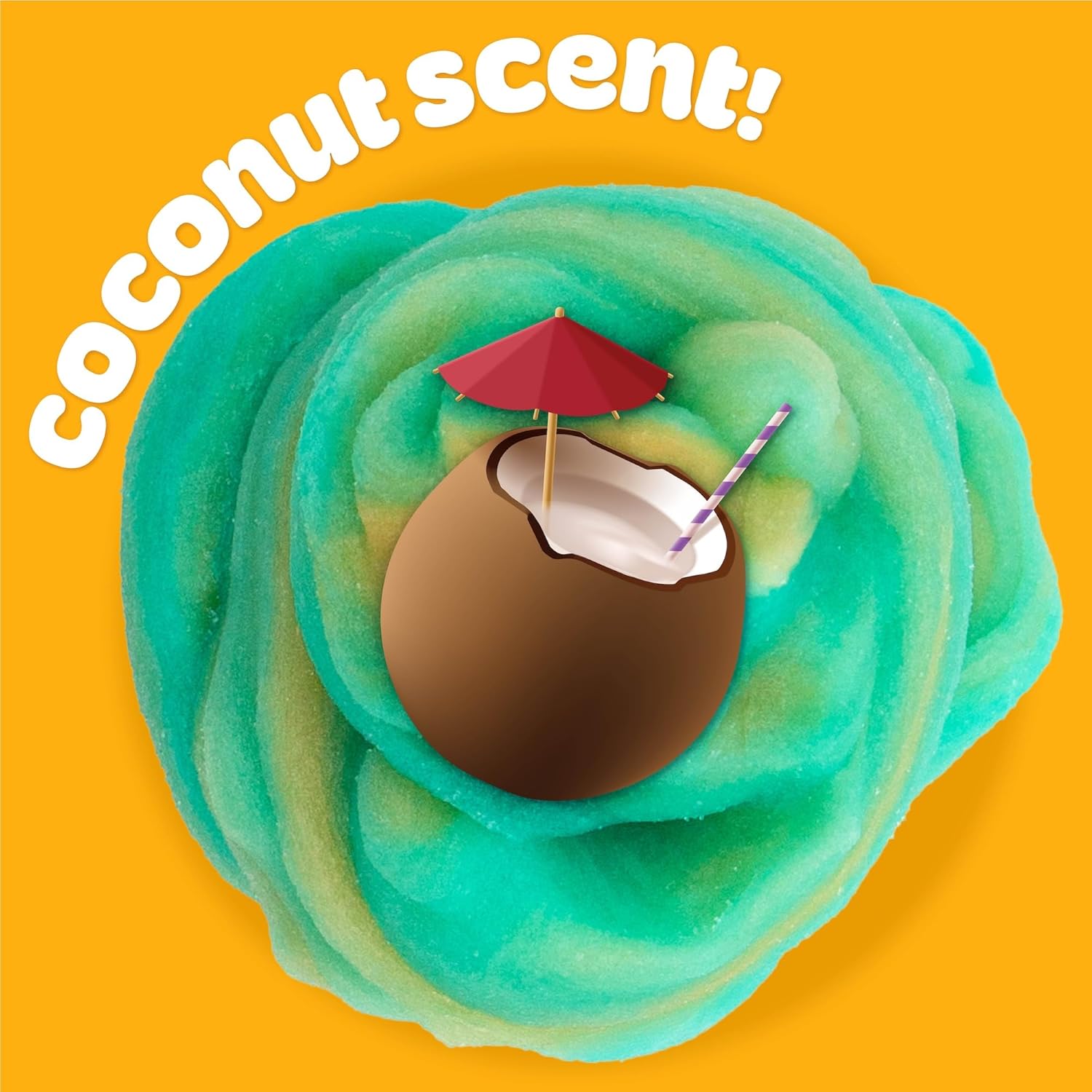 Play-Doh Cloud – Sarcelle et orange parfum noix de coco, boîte refermable de 170 g