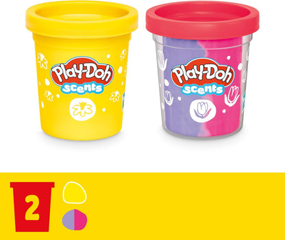 Play-Doh Blumenspielzeug „Tulpen und Narzissen“ mit Blumenduft, Modelliermasse für Kinder, Kunst- und Bastelset für Kinder ab 3 Jahren
