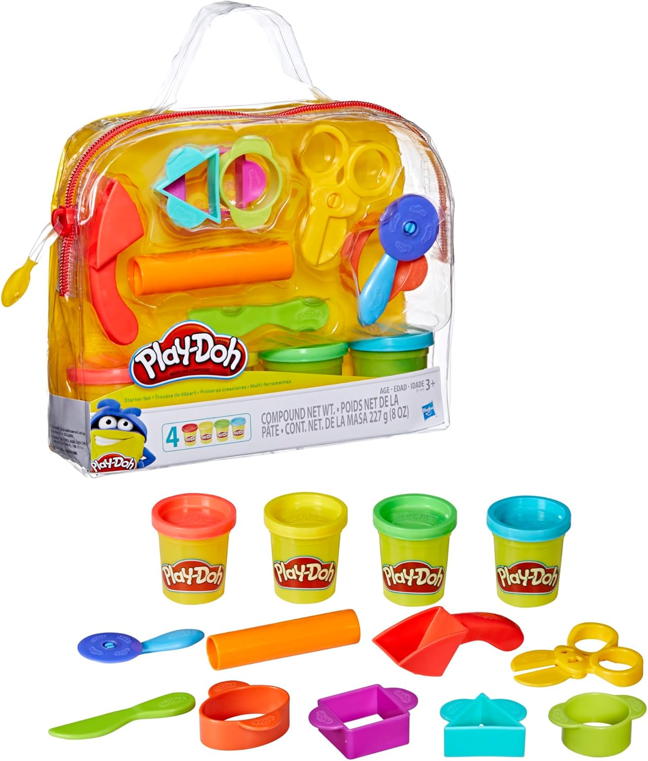 Play-Doh Starter-Set, 9-teilig, mit Aufbewahrungstasche und 4 Dosen zum Basteln für Kinder ab 3 Jahren