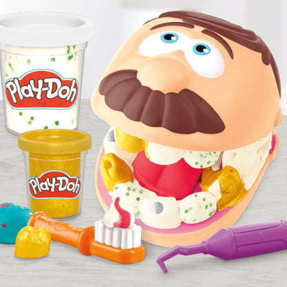 Play-Doh Drill ’n Fill Zahnarztspielzeug-Kinderspielset mit 10 Werkzeugen und 8 Dosen ab 3 Jahren