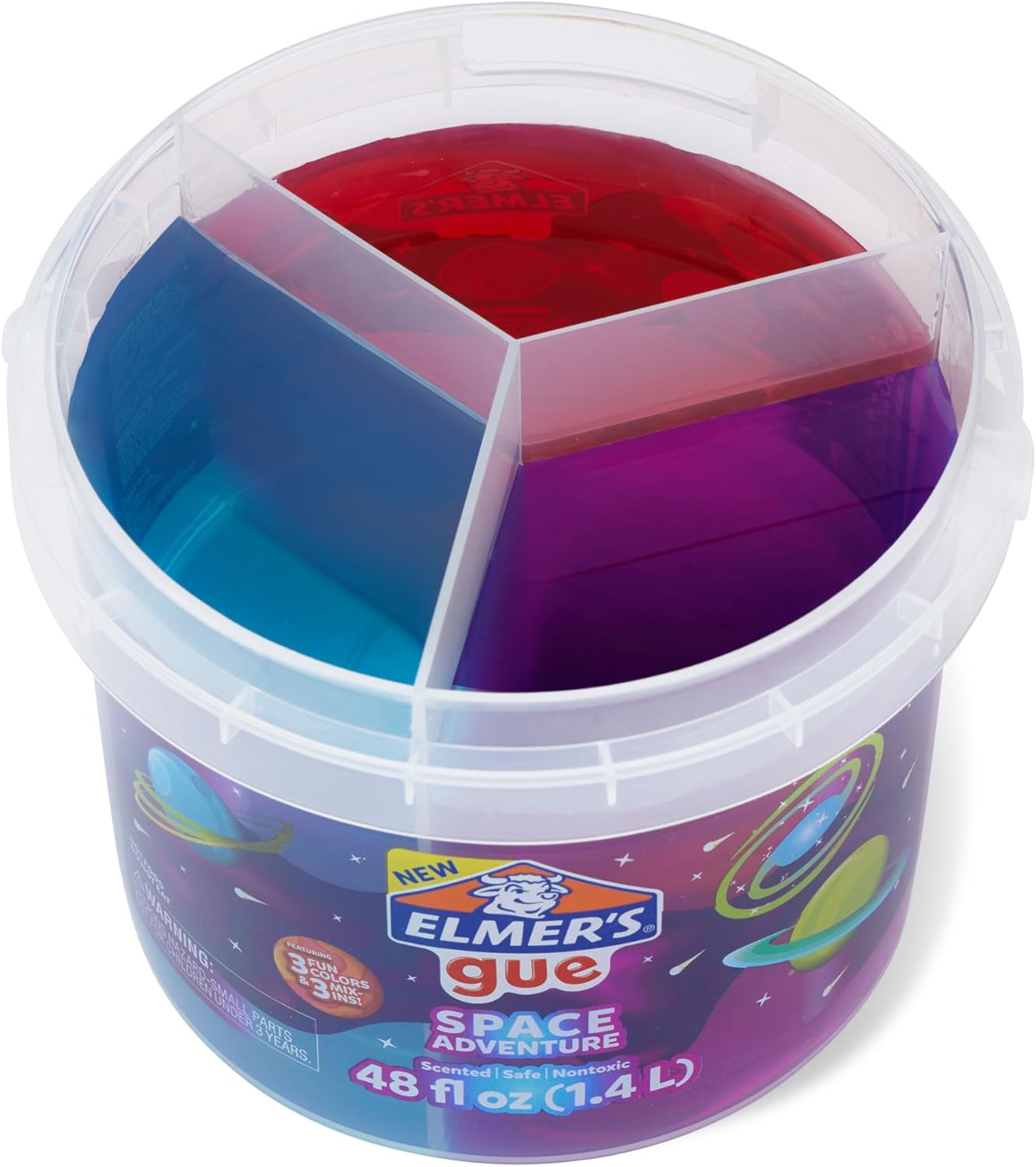 Elmer’s Gue Space Adventure Schleimeimer, 1,36 kg, blauer Himbeer-, Erdbeer- und Traubenduft, ungiftiges sensorisches Spielset für Kinder