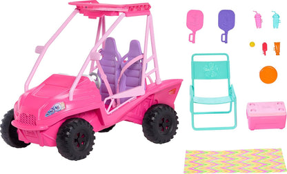 Barbie Mysteries Beach Detectives Coffret de jeu Buggy de plage et 10 accessoires et plus, à partir de 3 ans