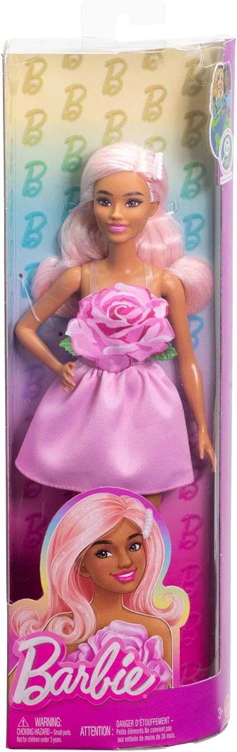 Bambola Barbie Fashionistas con abito rosa senza spalline