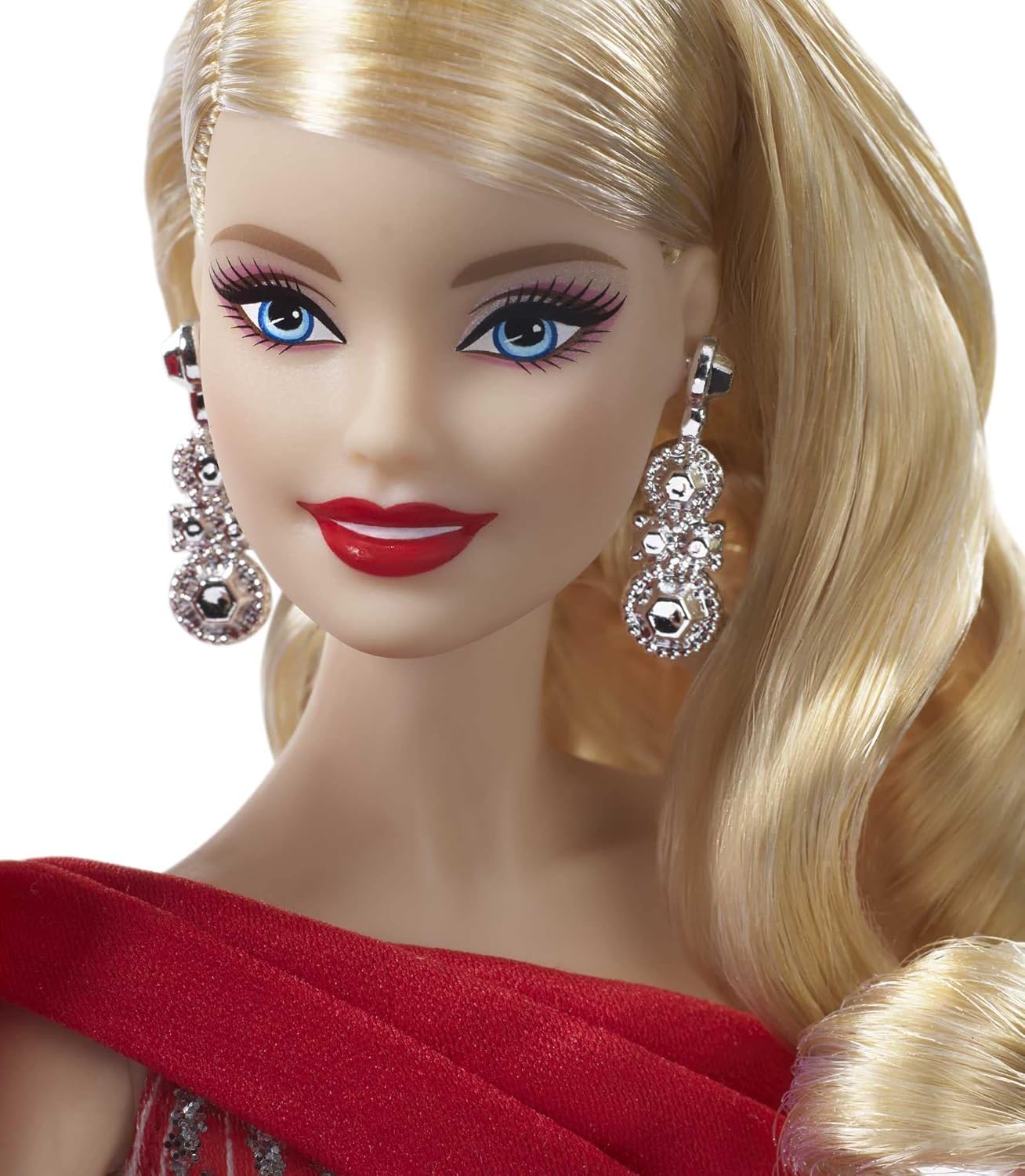 Barbie Signature – Barbie-Puppe für die Feiertage 2019 in atemberaubendem rot-weißem Kleid mit festlichem Feiertagsdruck und silbernen Glitzerdetails