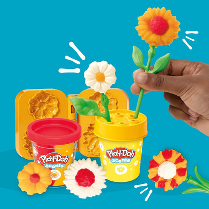 Play-Doh-Blumenspielzeug „Sonnenblumen und Gänseblümchen“ mit Blumenduft, Modelliermasse für Kinder, Kunst- und Bastelset für Kinder ab 3 Jahren