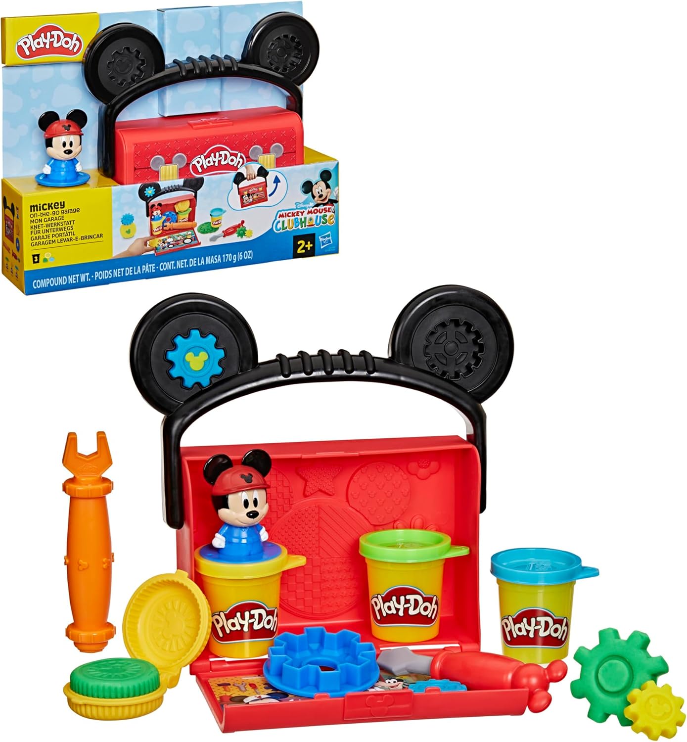 Play-Doh Disney Junior Mickey Mouse Clubhouse On-The-Go-Garage-Spielset Mickey Mouse Kunst- und Bastelset für Kinder ab 2 Jahren