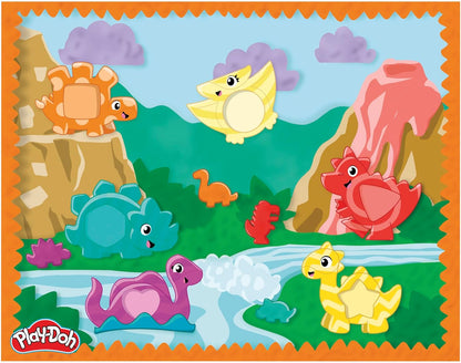 Play-Doh Formen und Farben Dino-Starter-Set, sensorisches Dinosaurier-Spielset für Kinder ab 2 Jahren, 11 Zubehörteile und 6 Farben