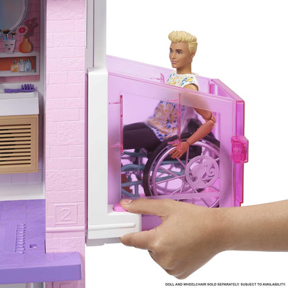 Barbie – DreamHouse XL – Puppenhaus mit über 75 Zubehörteilen und rollstuhlgerechtem Aufzug
