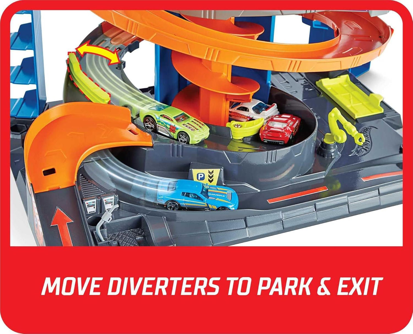 Hot Wheels City Mega Garage Spielset mit Korkenzieheraufzug und Auto