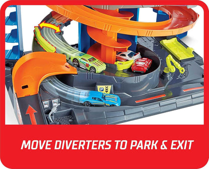 Hot Wheels City Mega Garage Spielset mit Korkenzieheraufzug und Auto