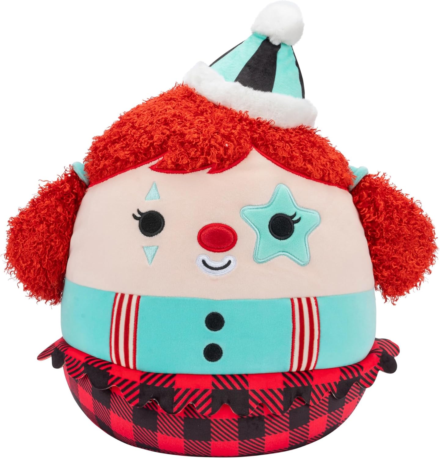 Squishmallows Halloween Eurydice Clown avec cache-œil étoile bleu sarcelle