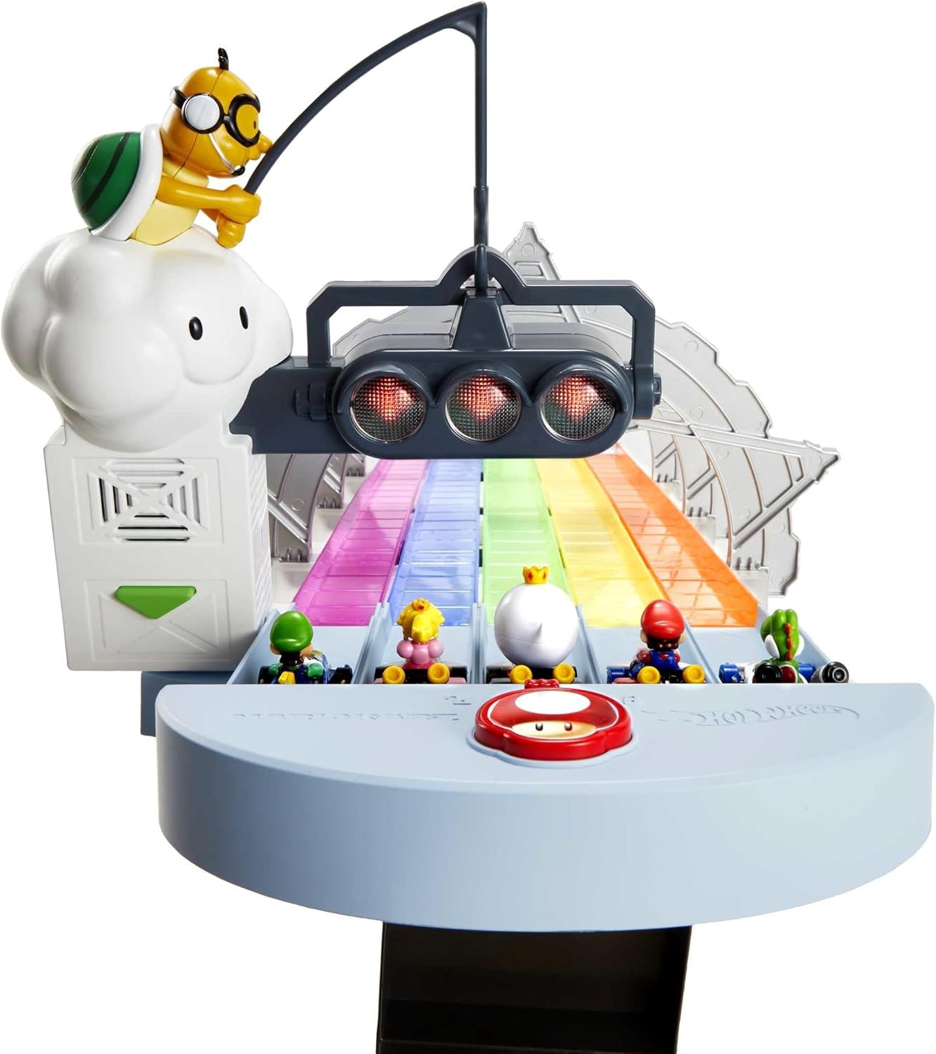 Hot Wheels Mario Kart Rainbow Road Raceway Set con luci, suoni e 2 auto