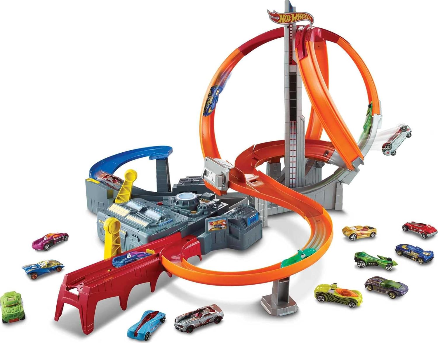 Hot Wheels Spin Storm Schienenset mit motorisiertem Booster und Auto
