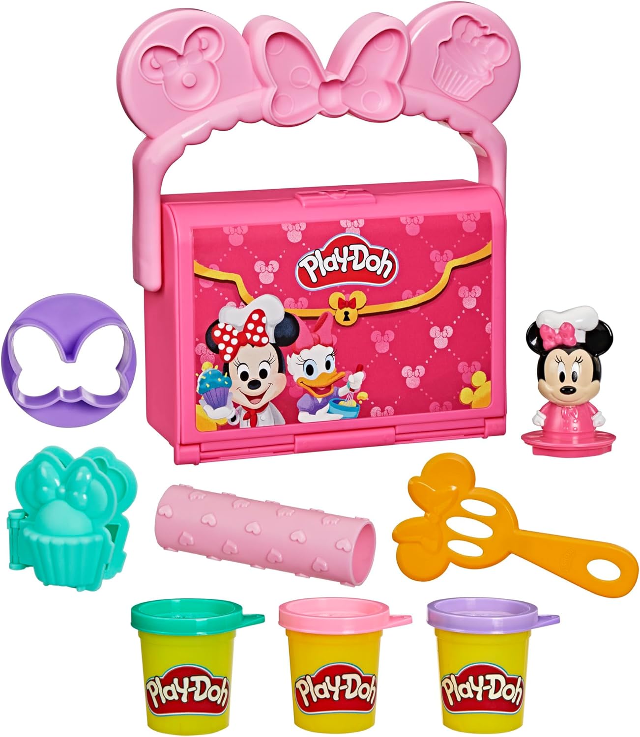 Play-Doh Disney Junior Mickey Mouse Clubhouse On-The-Go-Bäckerei-Spielset, Minnie Mouse-Spiel-Essensset für Kinder ab 2 Jahren