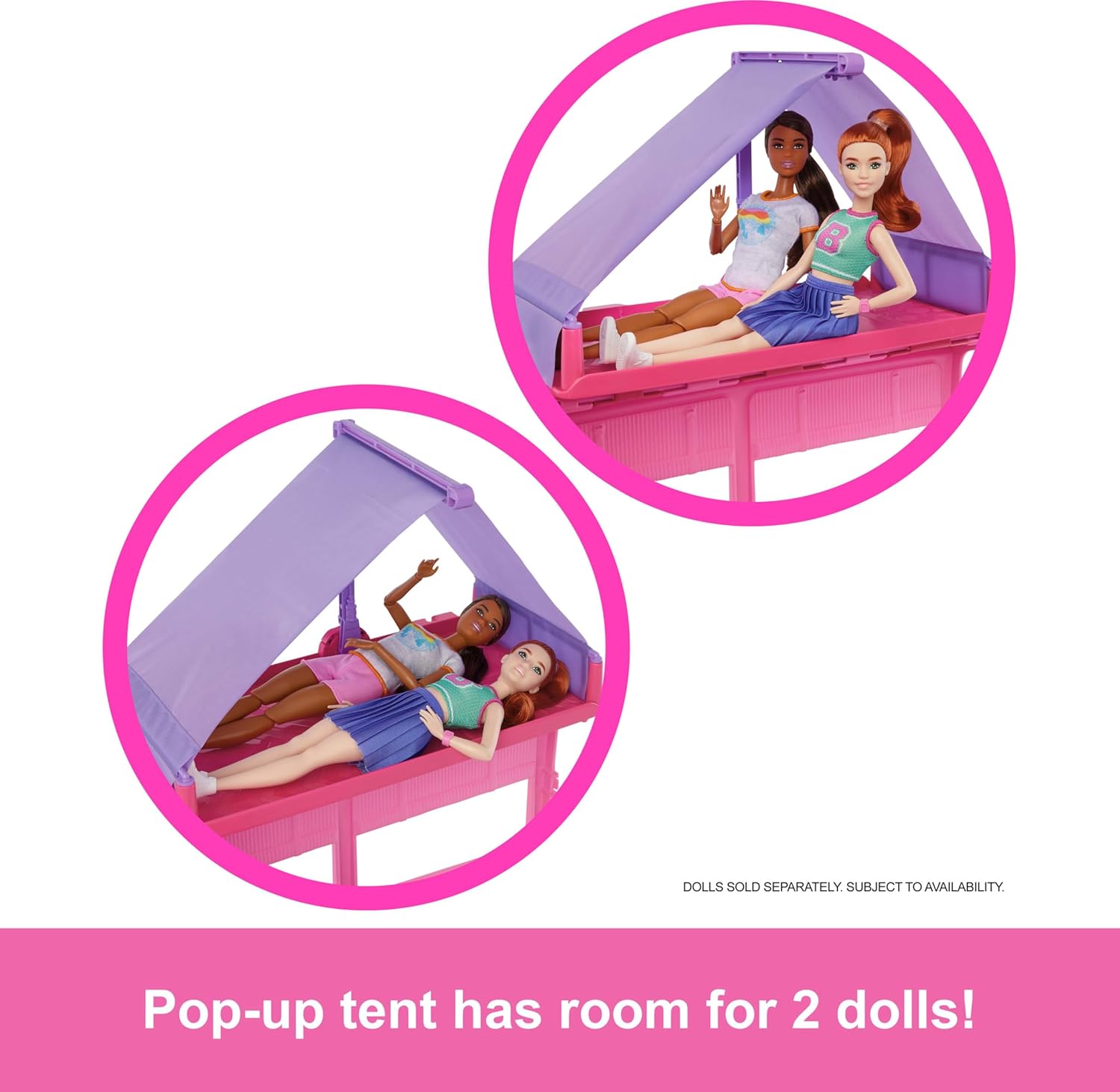 Barbie Dream Camper (Ausgabe 2025) Dachzelt, Schaukelstuhl, Angelteich und über 60 Zubehörteile ab 3 Jahren