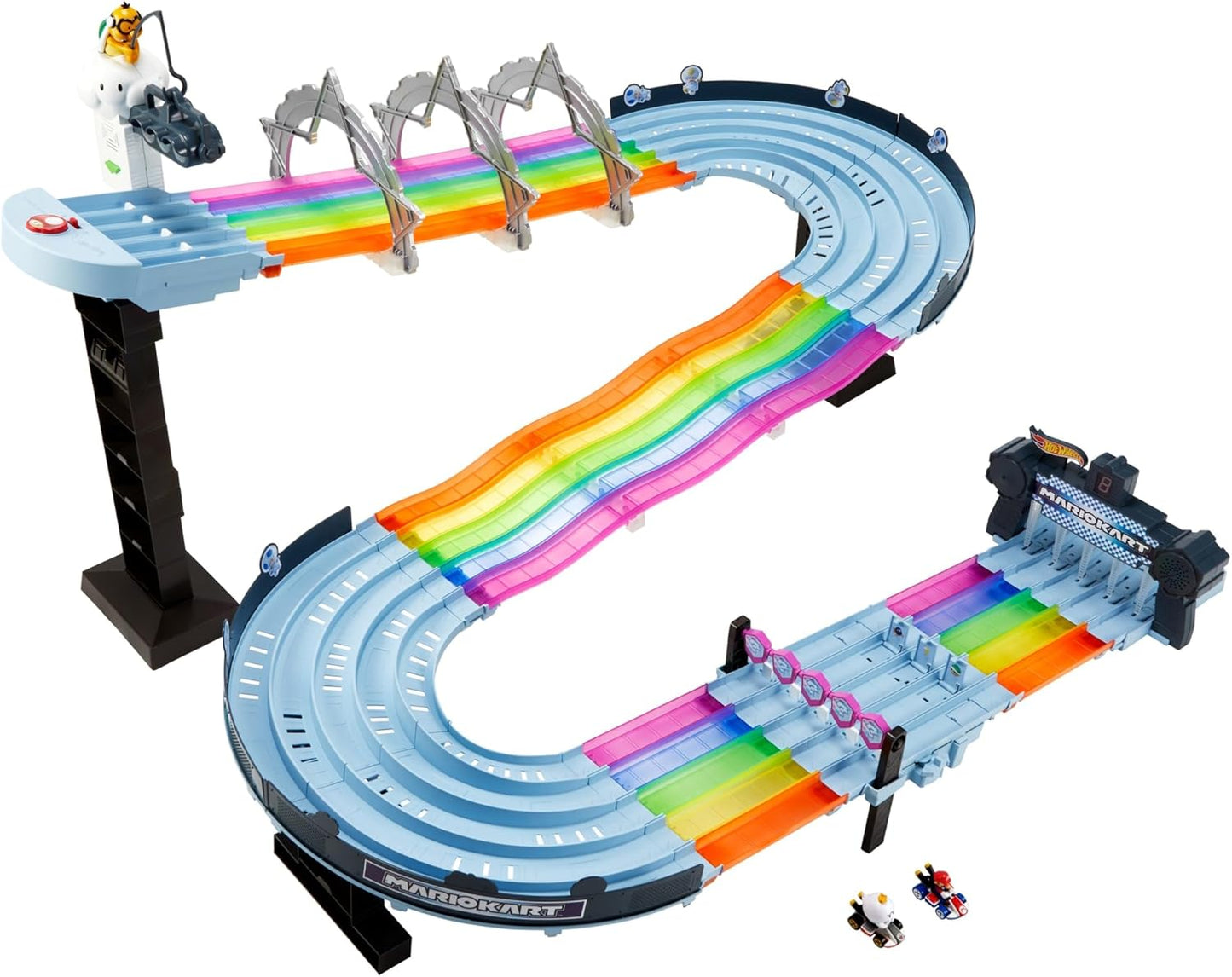 Hot Wheels Mario Kart Rainbow Road Raceway Set con luci, suoni e 2 auto