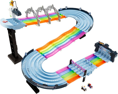 Hot Wheels Mario Kart Rainbow Road Raceway Set con luci, suoni e 2 auto